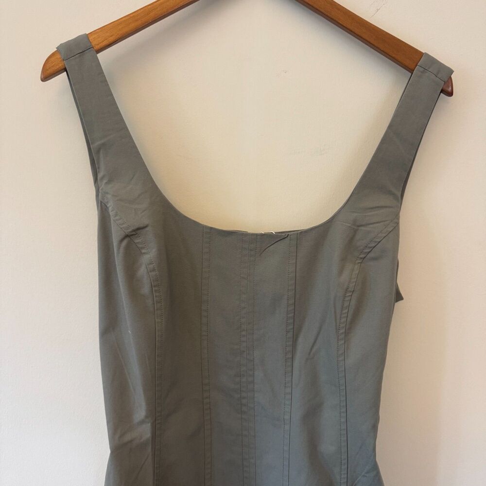 Oak & Fort Square Neck Vetiver Green Maxi Dress Size Large - Picture 4 of 8
